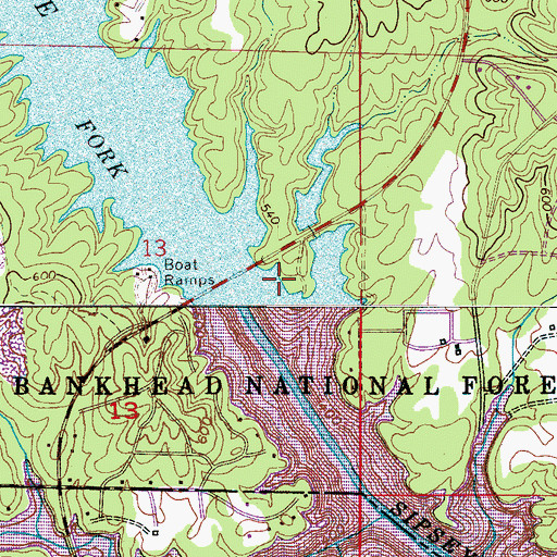 Topographic Map of Duncan Bridge Marina, AL