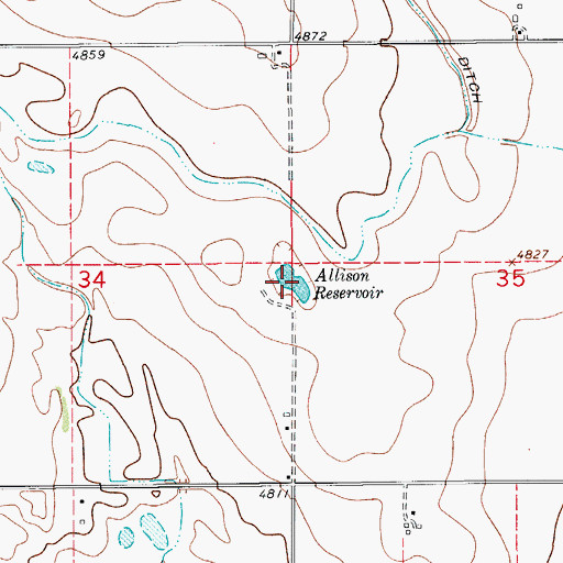 Topographic Map of Allison Reservoir, CO