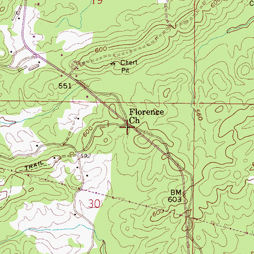 Topographic Map of Church of Prophecy, AL