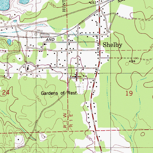 Topographic Map of First Baptist Church, AL