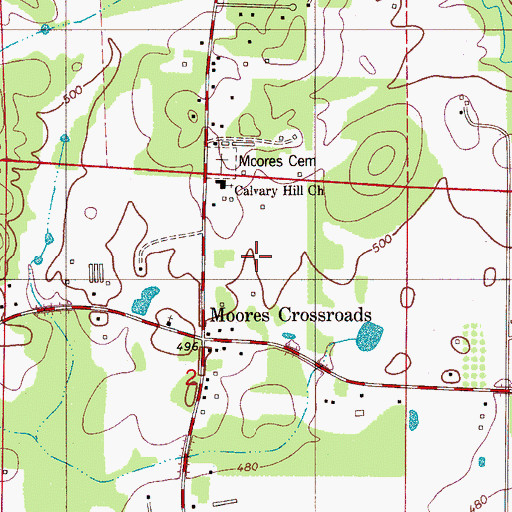 Topographic Map of Meadow Green, AL