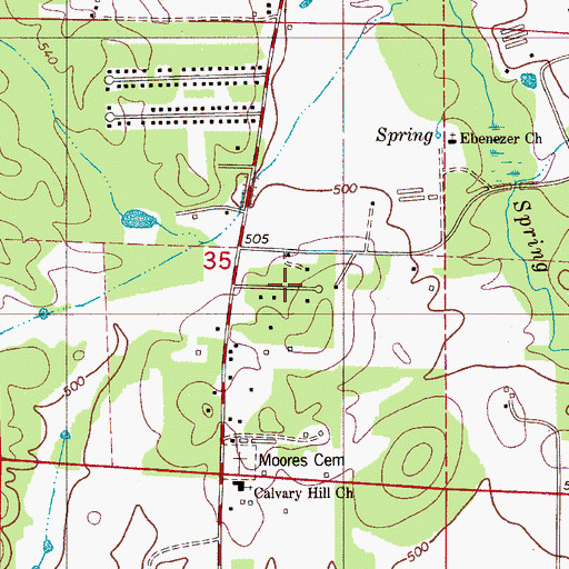 Topographic Map of Monte Bello, AL