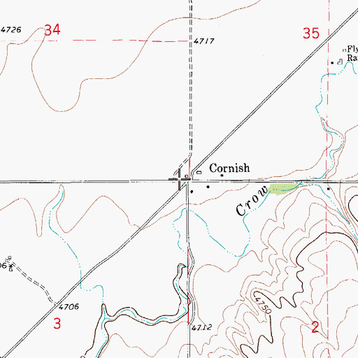Topographic Map of Cornish, CO