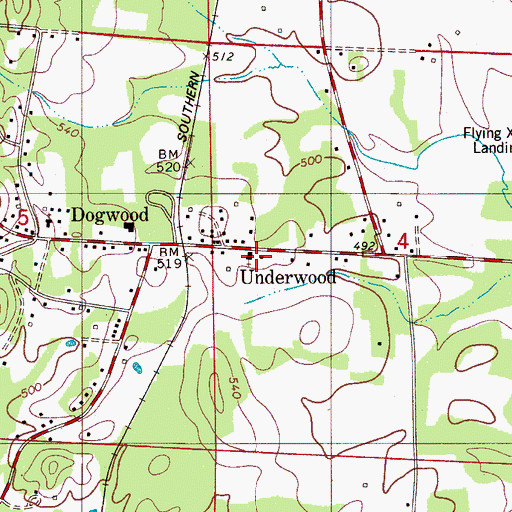 Topographic Map of Underwood Baptist Church, AL