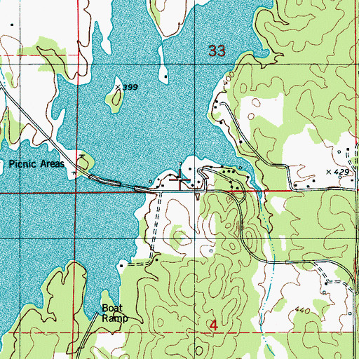 Topographic Map of Cedar Creek Fish Camp, AL