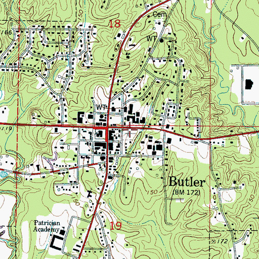 Topographic Map of Butler City Cemetery, AL