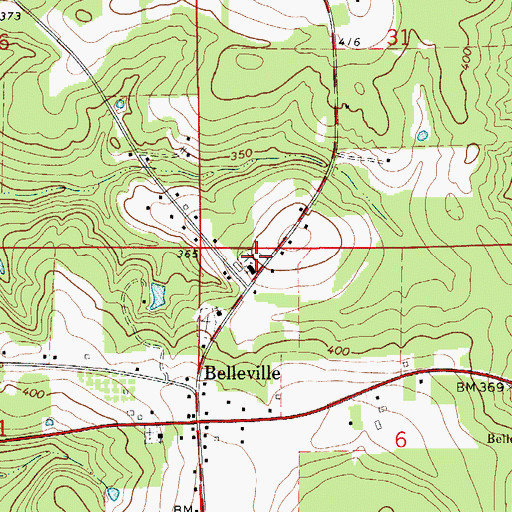 Topographic Map of Belleville Cemetery, AL