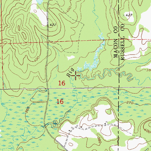 Topographic Map of Strawberry Branch, AL