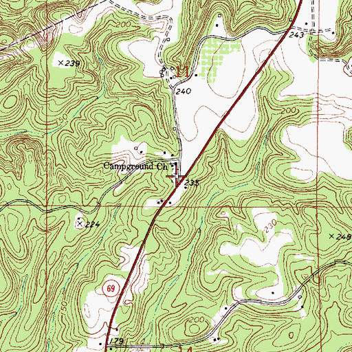 Topographic Map of Campground, AL