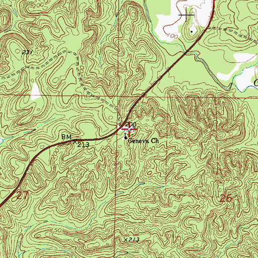 Topographic Map of Geneva Presbyterian Church Cemetery, AL