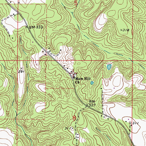 Topographic Map of Mars Hill Cemetery, AL