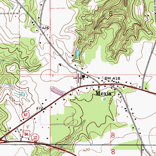 Topographic Map of Mexia Cemetery, AL