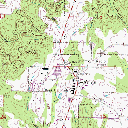 Topographic Map of Arley Church of Christ, AL