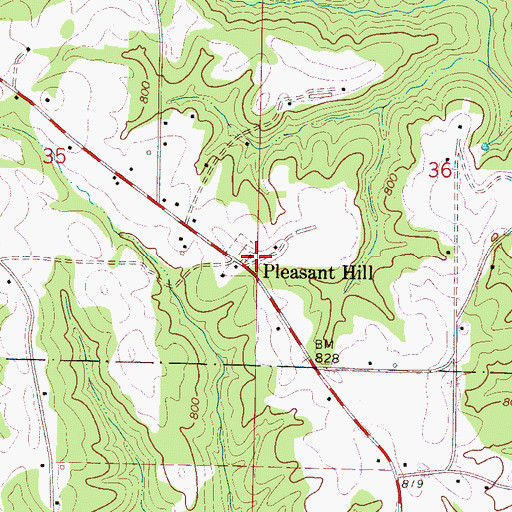 Topographic Map of Pleasant Hill Number Two Missionary Baptist Church, AL