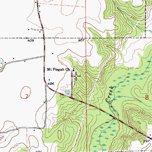 Topographic Map of Mount Pisgah Cemetery, AL