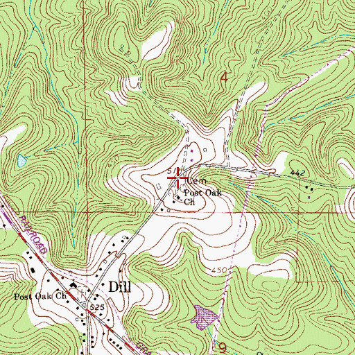 Topographic Map of Post Oak Cemetery, AL