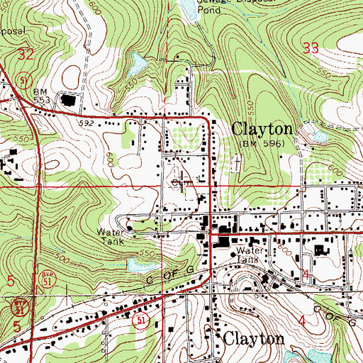 Topographic Map of Clayton Cemetery, AL