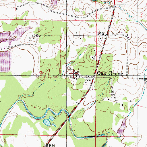 Topographic Map of Oak Grove Cemetery, AL