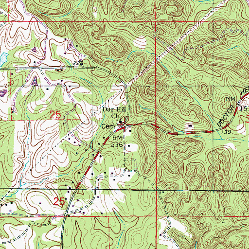 Topographic Map of Dug Hill, AL