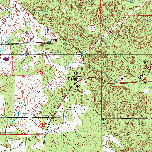 Topographic Map of Dug Hill Cemetery, AL