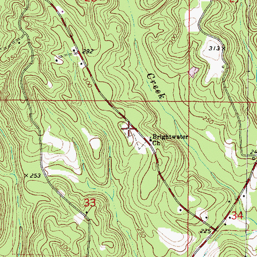 Topographic Map of Brightwater Cemetery, AL