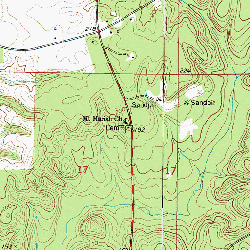 Topographic Map of Mount Mariah Cemetery, AL