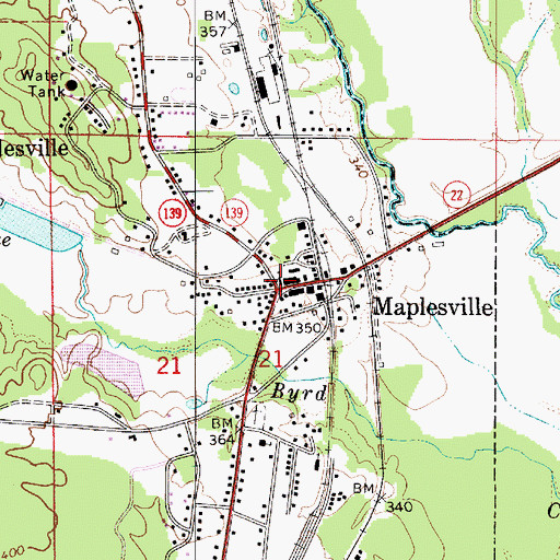 Topographic Map of Maplesville Baptist Church, AL