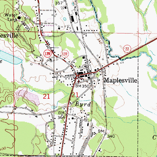 Topographic Map of Maplesville Post Office, AL