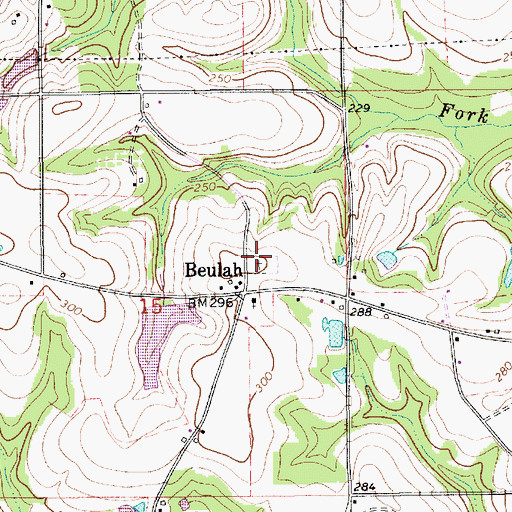 Topographic Map of Beulah Cemetery, AL