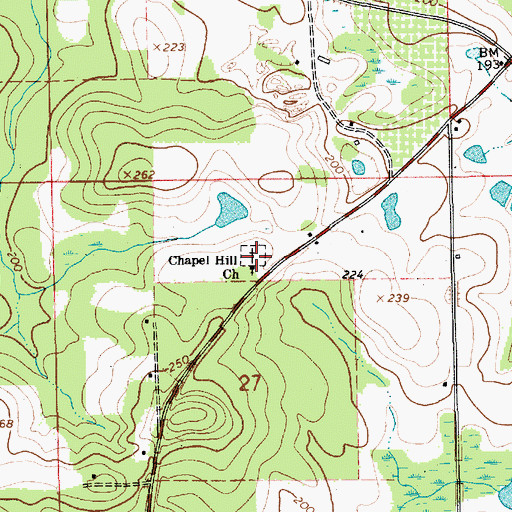 Topographic Map of Chapel Hill Cemetery, AL