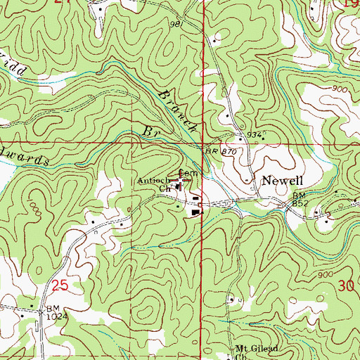 Topographic Map of Antioch Cemetery, AL