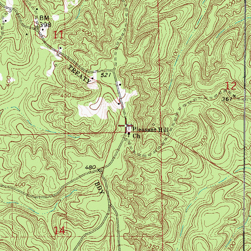 Topographic Map of Pleasant Hill Cemetery, AL