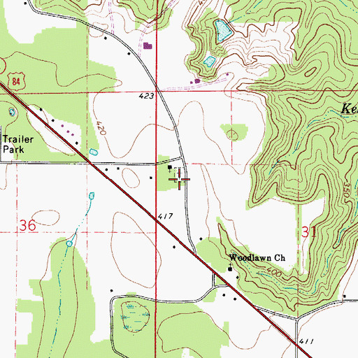 Topographic Map of New Home Cemetery, AL
