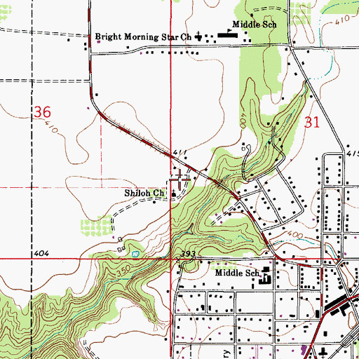 Topographic Map of Shiloh Cemetery, AL
