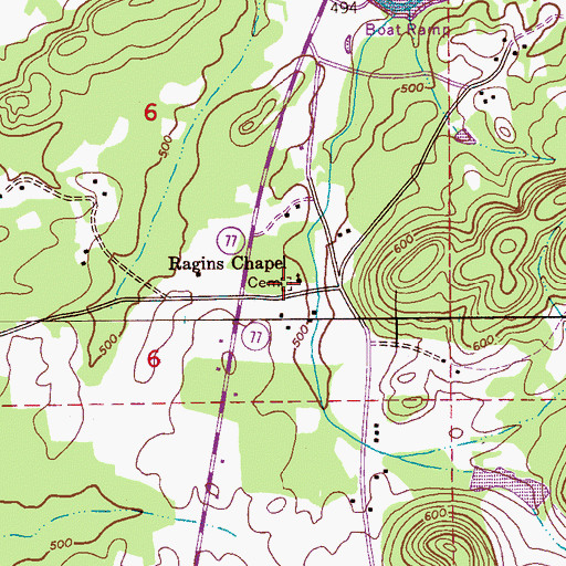 Topographic Map of Ragan Chapel Cemetery, AL