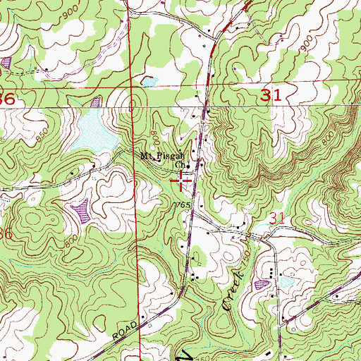 Topographic Map of Mount Pisgah Cemetery, AL