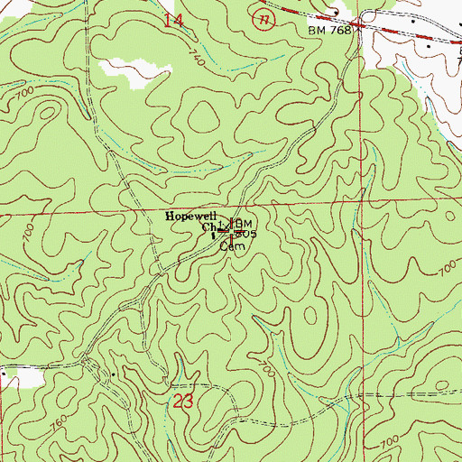 Topographic Map of Hopewell Cemetery, AL
