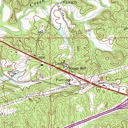 Topographic Map of Happy Hill Cemetery, AL