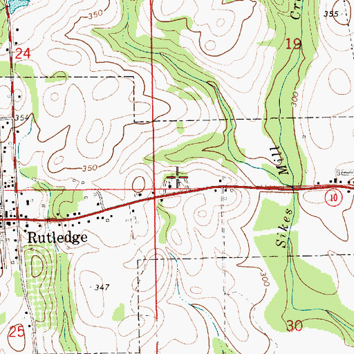 Topographic Map of Rutledge Cemetery, AL