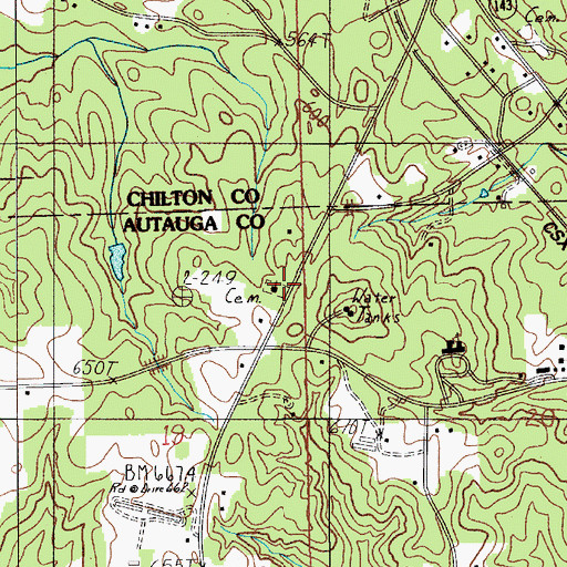 Topographic Map of Marbury Church of God Cemetery, AL