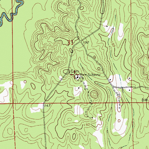 Topographic Map of New Liberty Cemetery, AL