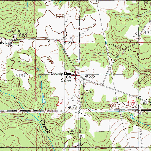 Topographic Map of County Line Cemetery, AL