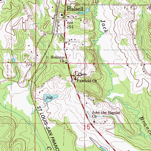 Topographic Map of Fairfield Cemetery, AL
