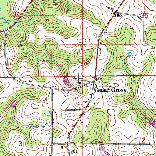 Topographic Map of Cedar Grove Cemetery, AL