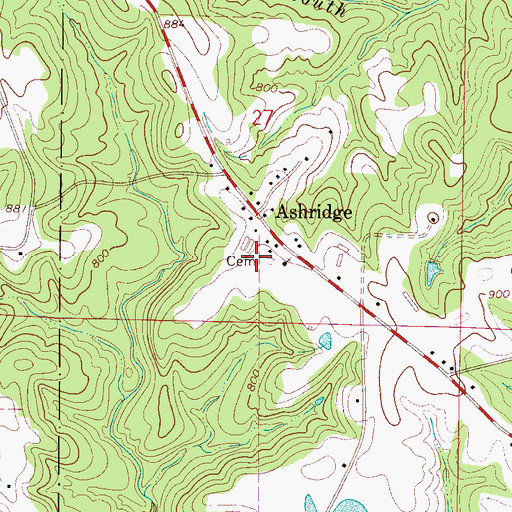 Topographic Map of Ashridge Cemetery, AL