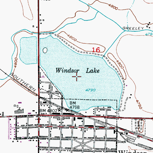 Topographic Map of Windsor Lake, CO