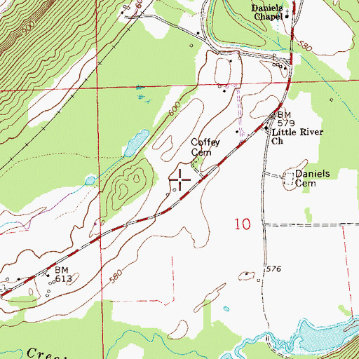 Topographic Map of Coffey Plantation (historical), AL