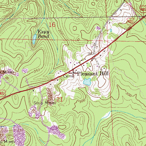 Topographic Map of Pleasant Hill Cemetery, AL