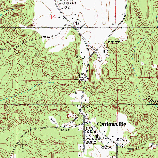 Topographic Map of Carlowville Community Cemetery, AL