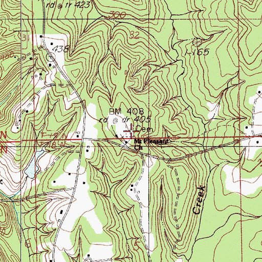 Topographic Map of Mount Pleasant Cemetery, AL
